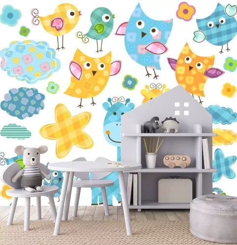 Sticker niedlichen Eulen und Giraffen