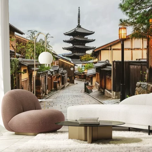 Fototapete Gasse die zu einem orientalischen Tempel führt