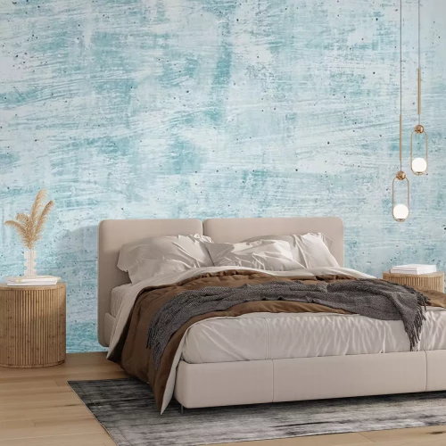 Fototapete Blank grunge concrete wall blue sea color paint for texture. vintage background