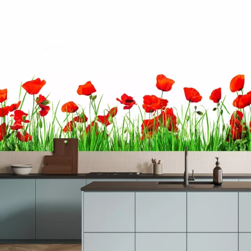 Sticker Feldmohnblumen auf weißem Hintergrund