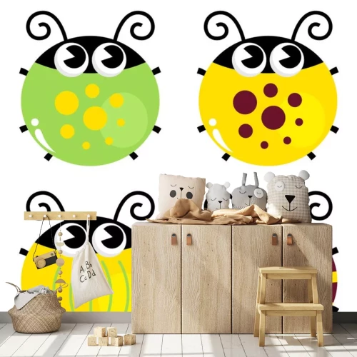 Sticker Nette bunte Käfer isoliert auf weiss