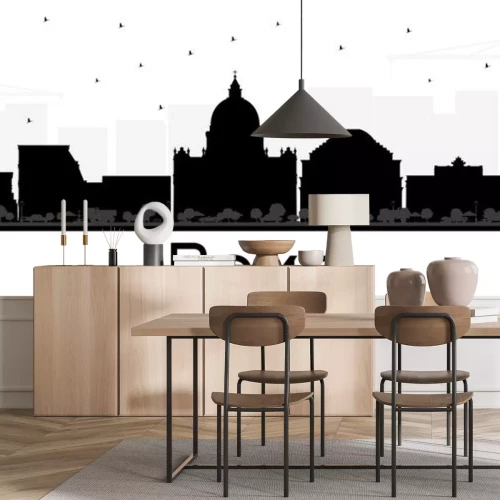 Sticker Rome Italy City Skyline Silhouette with Black Buildings Isolated on White.