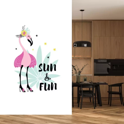Sticker Flamingo in Schuhen mit Absätzen