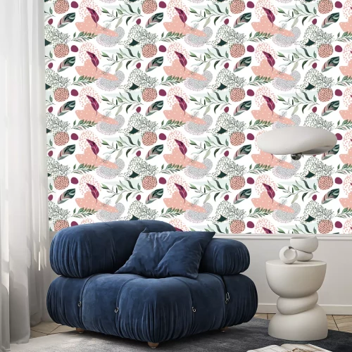 Tapete abstract botanic seamless pattern with exotic  leaves, hand drawn background. pattern. Tile with tropical leaf