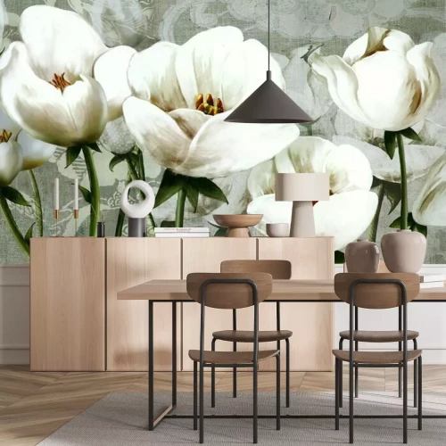 Fototapete Abstrakte weiße Tulpen