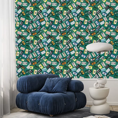 Tapete Vintage Retro Kassettenband Muster Design Vorlage Vektor-Illustration