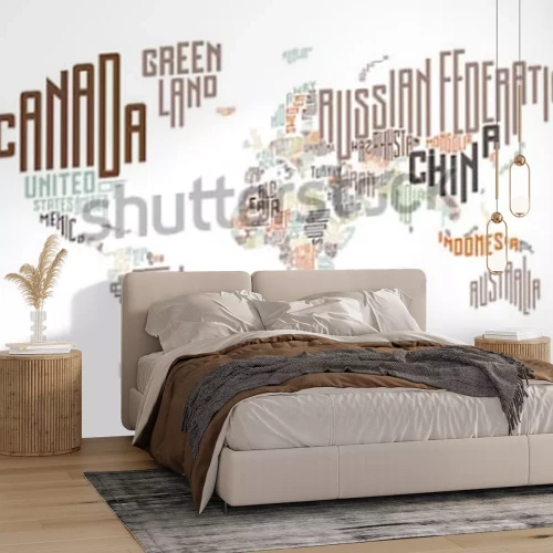 Sticker Weltkarte aus typografischen Ländernamen. Vektor-illustration