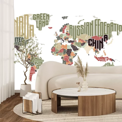 Sticker Weltkarte aus typografischen Ländernamen. Vektor-illustration