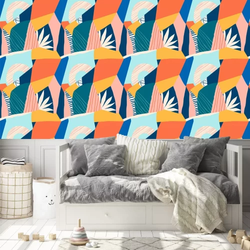 Tapete Collage contemporary floral seamless pattern.