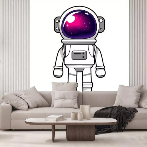 Sticker Astronaut mit Sternen, die sich in seinem Helm spiegeln