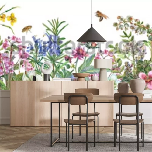 Sticker Feldblumen auf Retro-Illustration