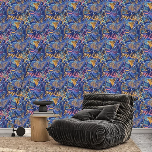 Tapete Bunte Zebras im abstrakten Stil