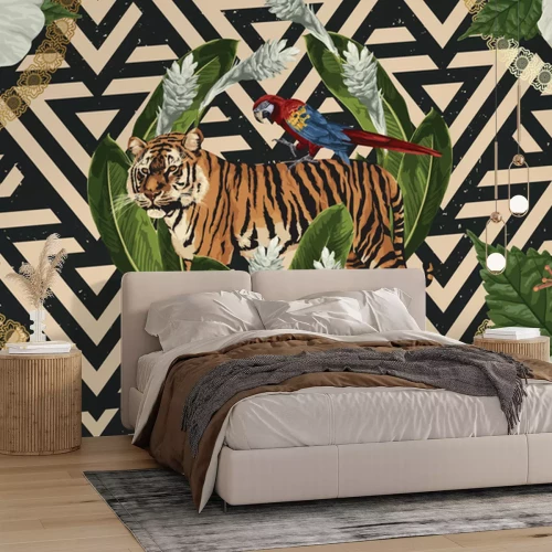 Sticker Vintage Beautiful and trendy Seamless Tropical Pattern design in super high resolution. Pattern Decoration Texture. Vintage Style Design for Fabric Print, Wallpaper Background.