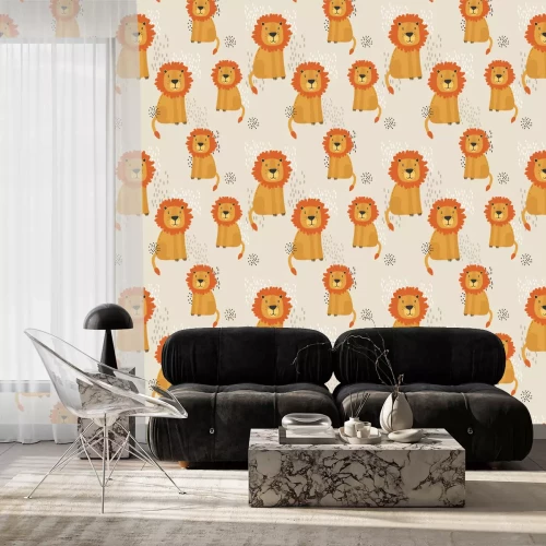 Tapete Kindermuster mit Löwen