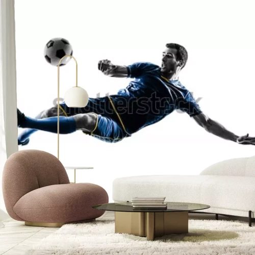 Sticker 3D Fußball Spieler kickt den Ball