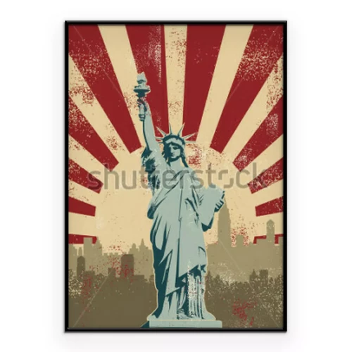Poster New Yorker Wolkenkratzer und die Freiheitsstatue