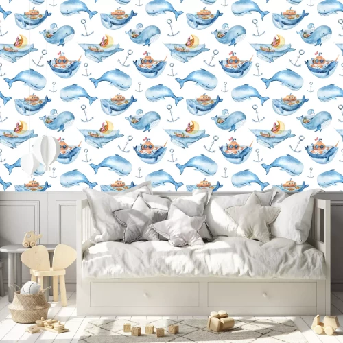 Tapete Fröhliche Wale