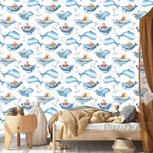 Tapete Fröhliche Wale