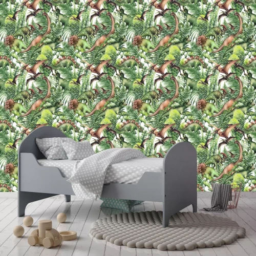 Tapete Dinosaurier im Gebüsch