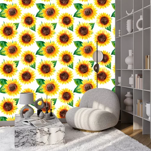 Tapete Mit Aquarellfarbe gemalte Sonnenblumen
