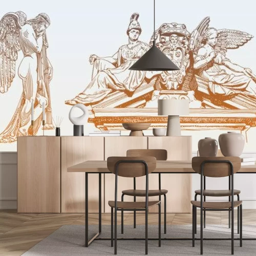 Sticker set of original sketch digital drawing of marble statue