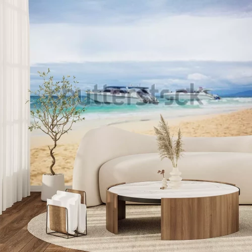 Fototapete Motorboote am Strand