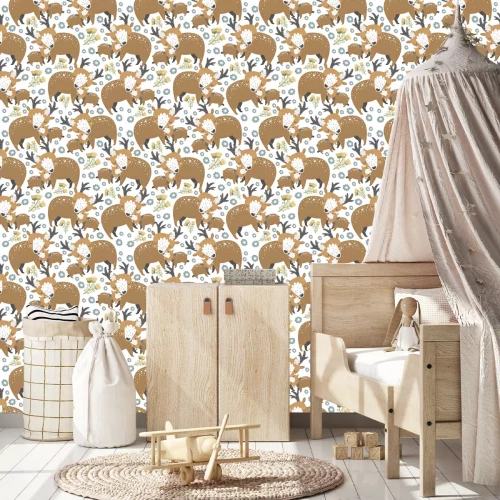 Tapete Weiblicher Hirsch mit Hirschkalb