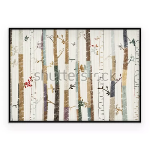 Poster Eine märchenhafte Illustration eines Birkenwaldes für Kinder