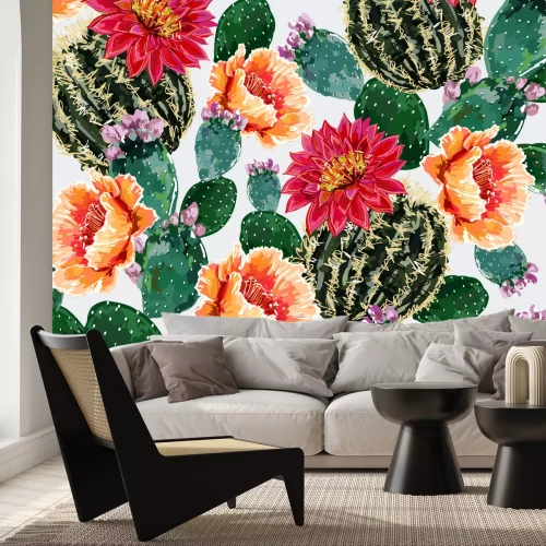 Sticker Blumen mit Kakteen