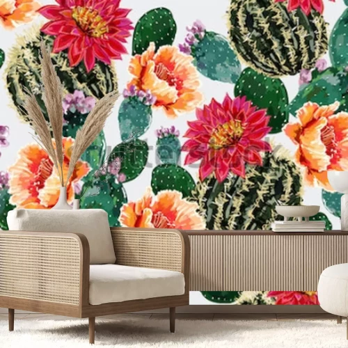 Sticker Blumen mit Kakteen