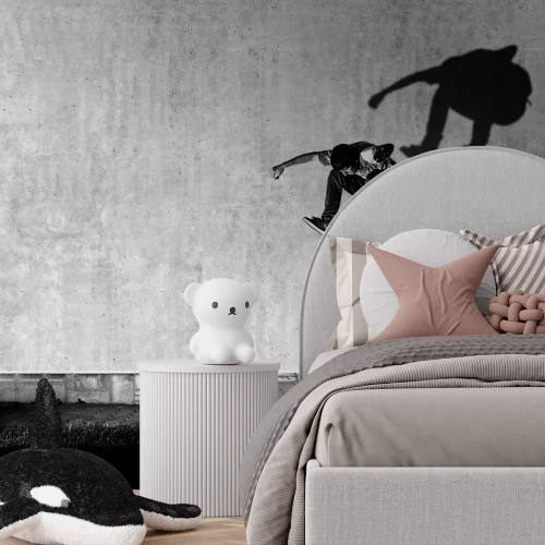 Fototapete Skater macht einen Trick über die Treppe