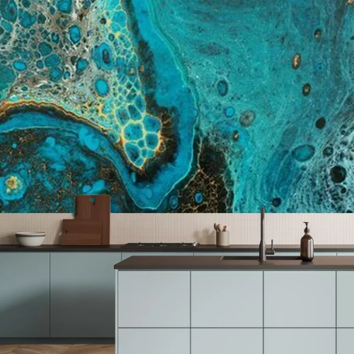 Fototapete Kosmischer türkisfarbener Marmor