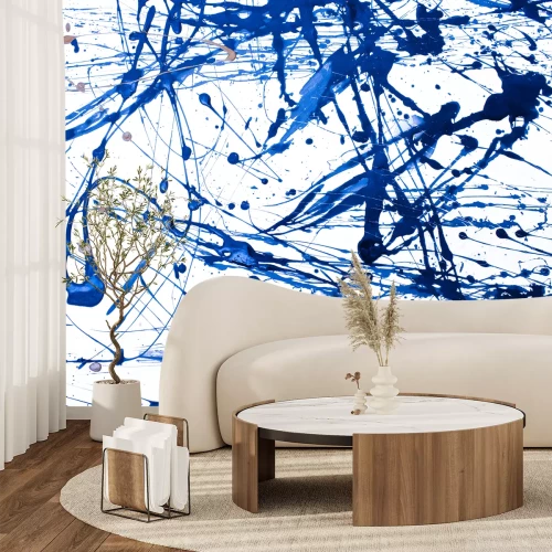 Fototapete Abstrakte Kunst tropfende blaue Farbe