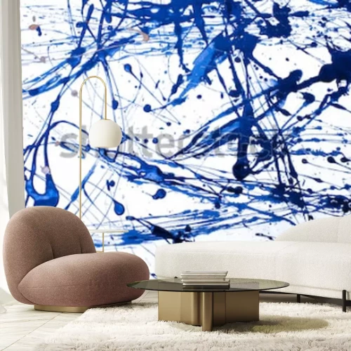 Fototapete Abstrakte Kunst tropfende blaue Farbe