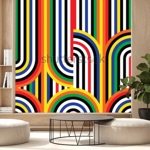 Fototapete Geometrische Zerrisene Kreise mit Streifen