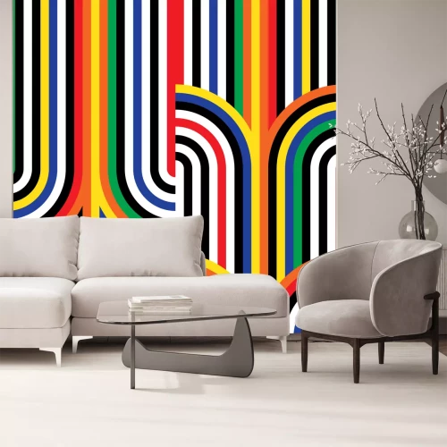 Fototapete Geometrische Zerrisene Kreise mit Streifen