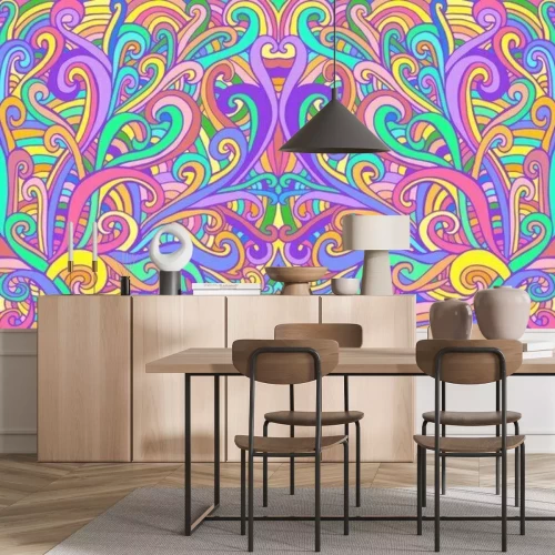 Sticker Abstraktes Muster aus bunten Wellen