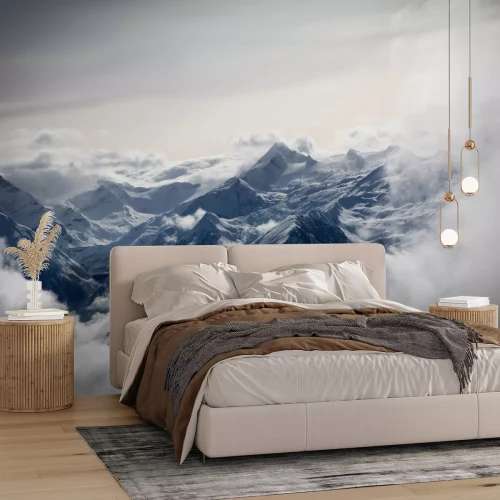 Fototapete Berge in weißen Wolken