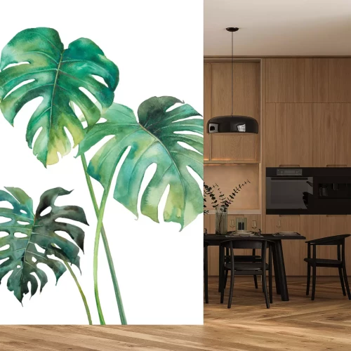 Fototapete Drei grüne Monsterblätter