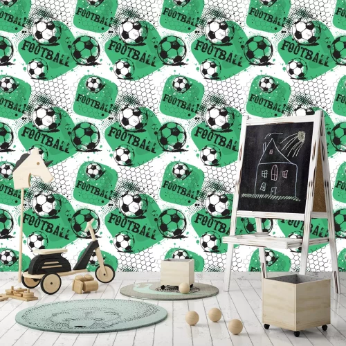 Tapete Fußballmuster mit Aufschriften