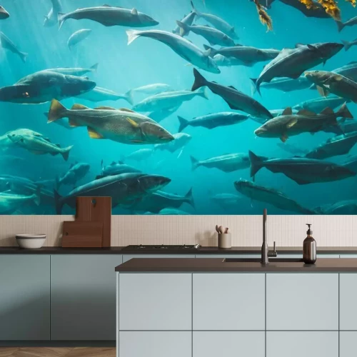 Fototapete Kabeljau-Schwarm