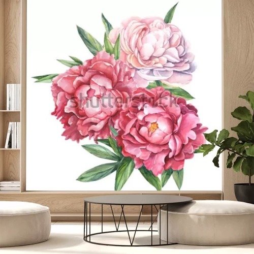 Sticker Große Blüten mit drei Knospen