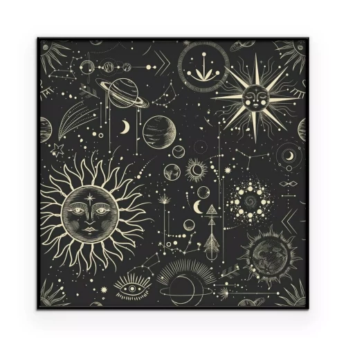 Poster Dunkler Himmel mit Mond und Planeten