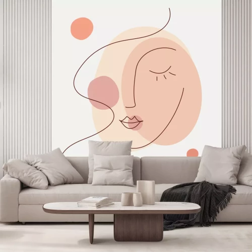 Sticker Minimalistisches Gesicht einer Frau Line Art