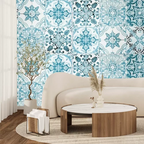 Fototapete Vintage ceramic tiles wall decoration.Turkish ceramic tiles wall background