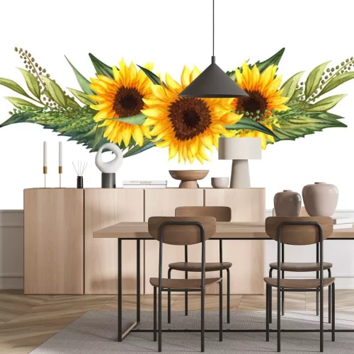 Sticker Komposition mit drei Sonnenblumen