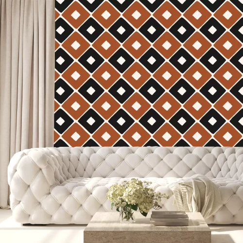 Tapete Schwarz-braunes geometrisches Muster