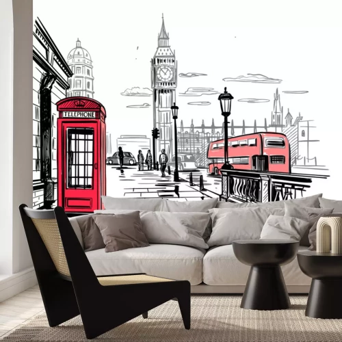 Sticker hand drawn landscape of London city