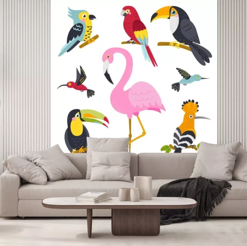 Sticker Flamingo und andere exotische Vögel