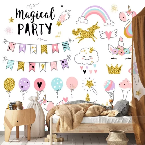 Sticker Einhörner Luftballons Eis Regenbogen Party-Grafiken